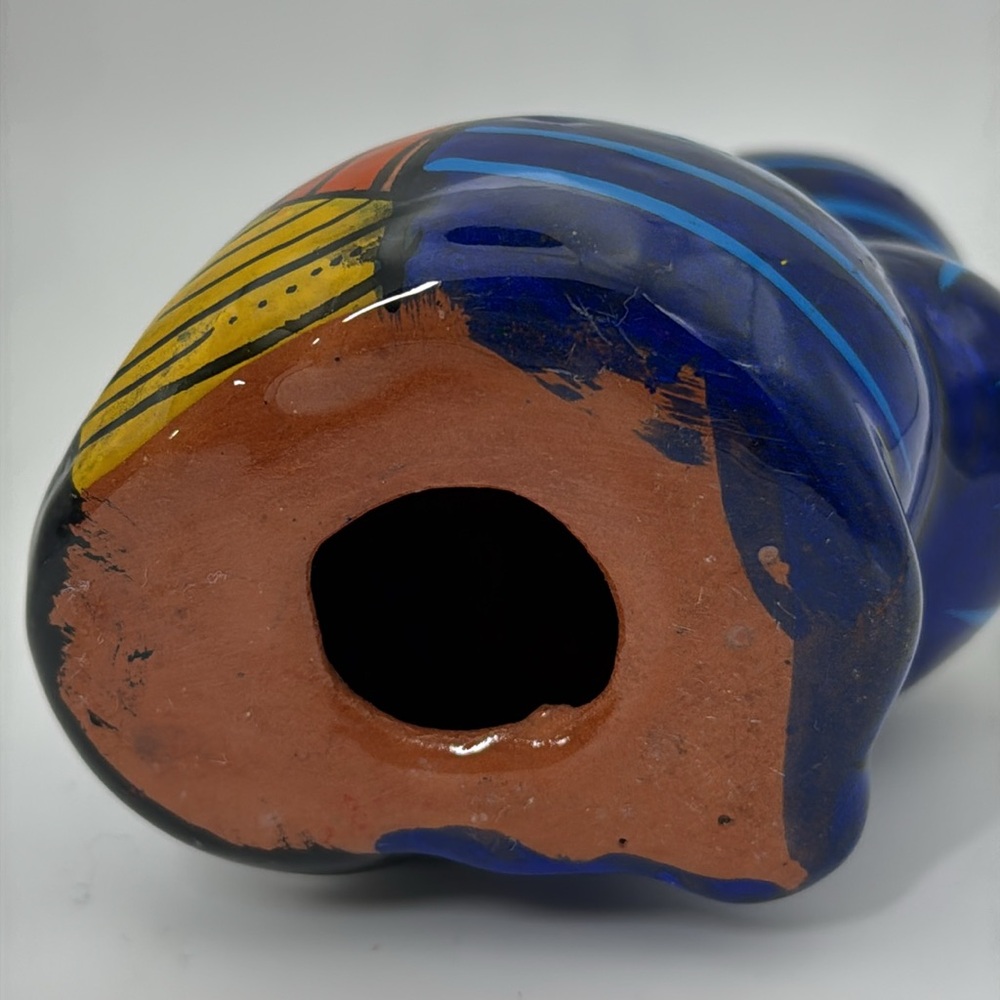 Talavera Redware Cat Hand Painted Pottery Folk Art Figurine 4” Vibrant Colors - Picture 5 of 5